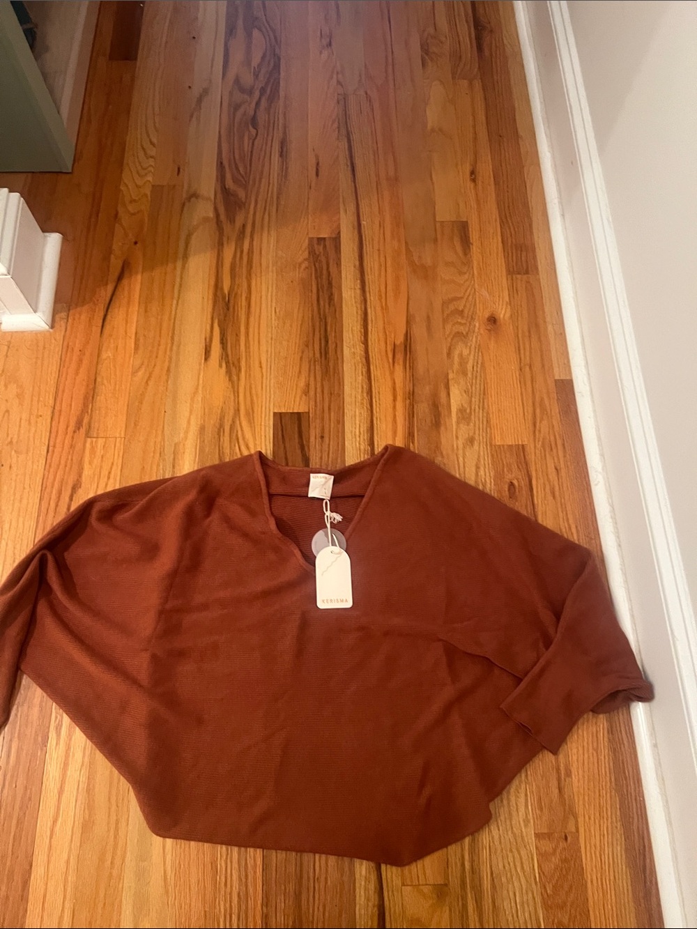 Kerisma V-Neck Sweater in Rust Brown